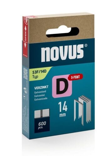 Novus Sponke za tapetniški spenjač Tip D 53F/14, 600 kos, ploščate, D-Point