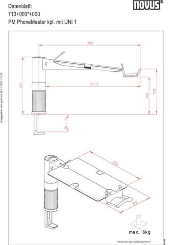Novus MS stojalo za telefon Phonemaster temno siva