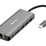 Sandberg USB-C hub razdelilnik, 6-v-1 100W PD, HDMI, LAN, 2x SD, 2x USB-A