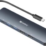 Sandberg USB-C hub razdelilnik 8K, 6-v-1 2x USB-A, 1x HDMI, 1x DP, 1x PD