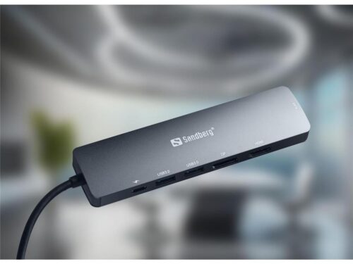 Sandberg USB-C hub razdelilnik 8K, 6-v-1 2x USB-A, 1x HDMI, 1x DP, 1x PD
