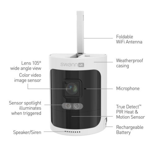 Swann Nadzorna kamera Allsecure 4K, brezžična 64GB SD kartica, 4x kamera - komplet