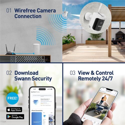 Swann Nadzorna kamera Allsecure 4K, brezžična 64GB SD kartica, 4x kamera - komplet