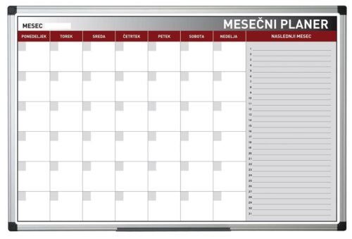 Bi-Office Planer mesečni, 60 x 90 cm magnetni
