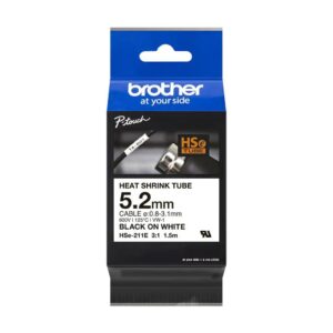 Brother HSE211E Bel/črn trak 5,2mm termo skrčljiv