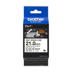 Brother HSE251E Bel/črn trak 21mm termo skrčljiv