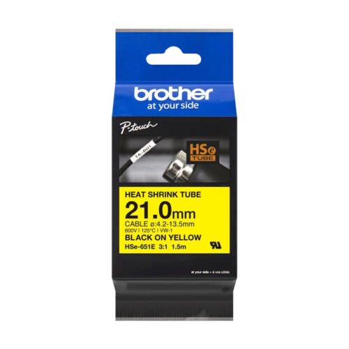 Brother HSE651E Rumen/črn trak 21mm termo skrčljiv