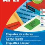 Apli Barvne nalepke, fluo.rumene 210 x 297 mm 1/stran, 20 listov