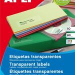 Apli Prozorne nalepke za inkjet tiskalnike 48,5 x 25,4, 44 nalepk/stran, 10 pol