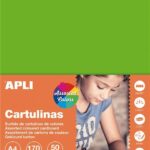 Apli Barvni karton, fluorescentne barve 50 listov, sortirane barve