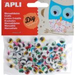Apli Premične oči samolepilne bar. trepalnice 100 kos