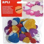 Apli Oblike iz penaste gume srca z bleščicami samolepilne, 50 kos