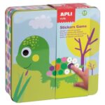 Apli Kovinska škatla igra z nalepkami, živali