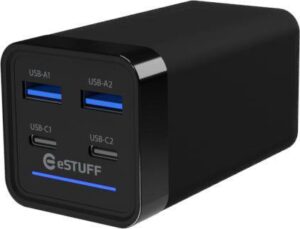 eSTUFF 65W 4-portni PD GaN večportni polnilnik 2 USB-C + 2 USB-A priključka