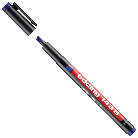 Marker permanentni 1-3mm Edding 143 B prirezana konica moder