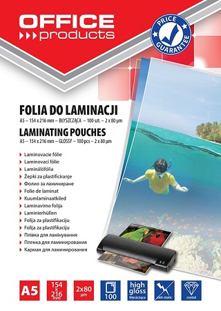 Žepki za plastificiranje A5  80mic 100/1 sijajna Office products