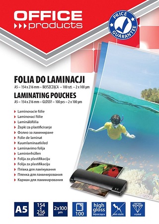 Žepki za plastificiranje A5  100mic 100/1 sijaj Office products