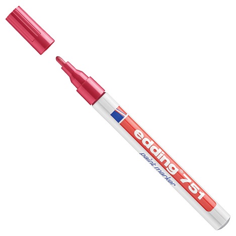 Marker permanentni lakirni 1-2mm Edding 751 okrogla konica rdeč( kot CS-PM Pilot)