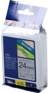 Trak BROTHER 24mm črn izpis na mat srebrnem traku - TZEM951