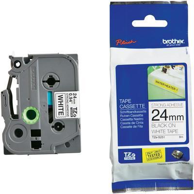 Trak BROTHER 24mm črn izpis na belem traku strong adhesiv - TZES251
