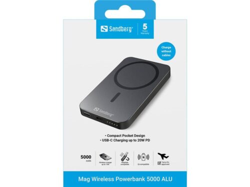 Sandberg Baterija Powerbank, MagSafe, 5.000 brezžično polnjenje, 20/15W
