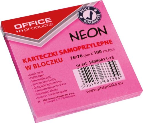 Donau Blok samolep. lističev 76x76 neon roza 100 lističev